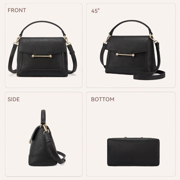 Small Vegan Leather Crossbody Bag for Women with Flap and Top Handle Design - Picture 6 of 7